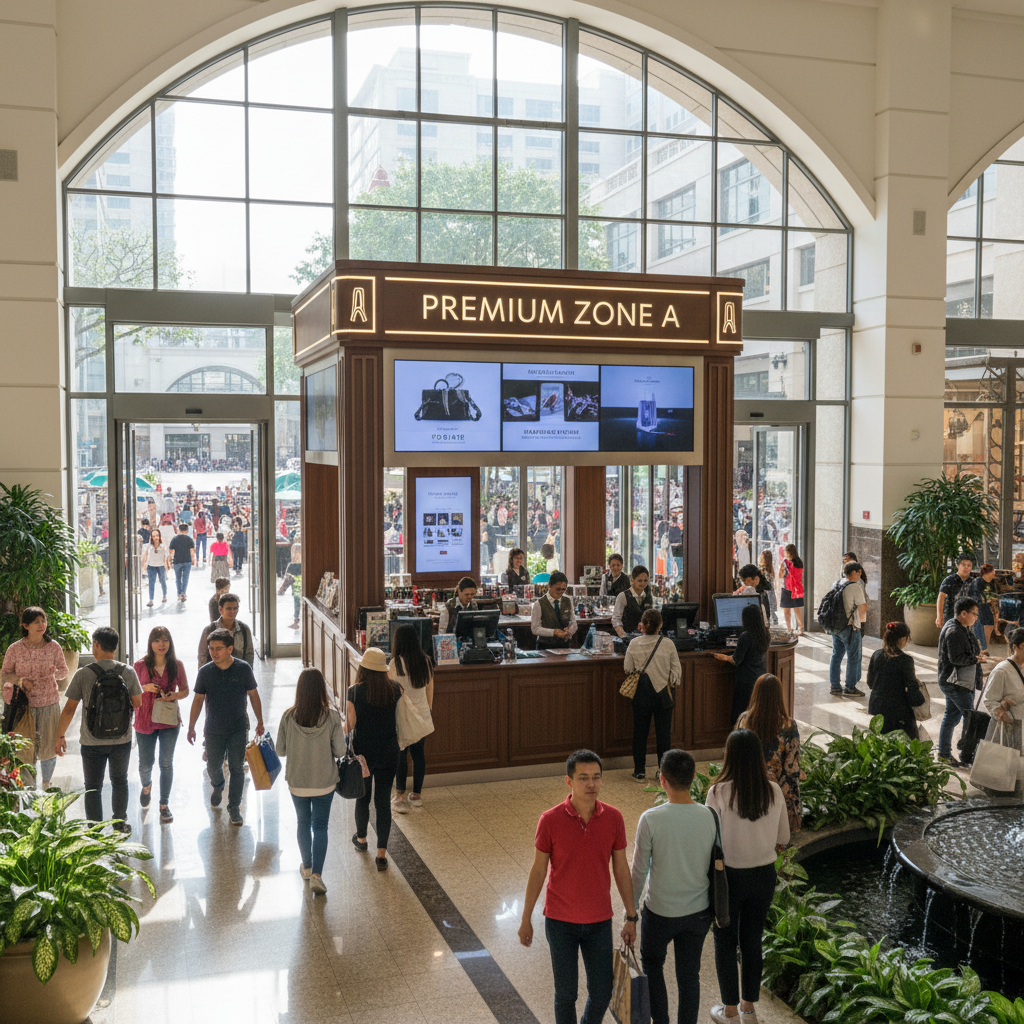 Premium Zone A stall location with high foot traffic near main entrance
