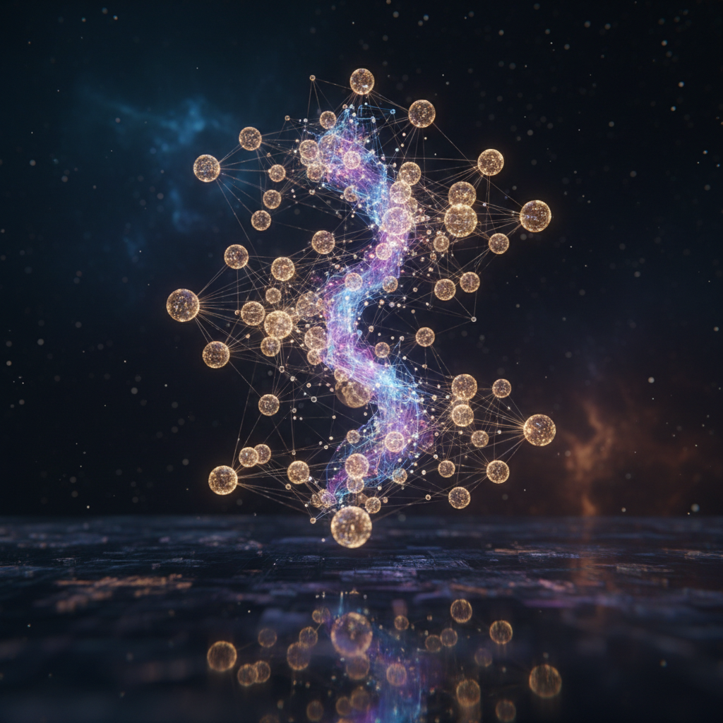 Blockchain visualization with glowing nodes and connections for Web3 Talks highlight