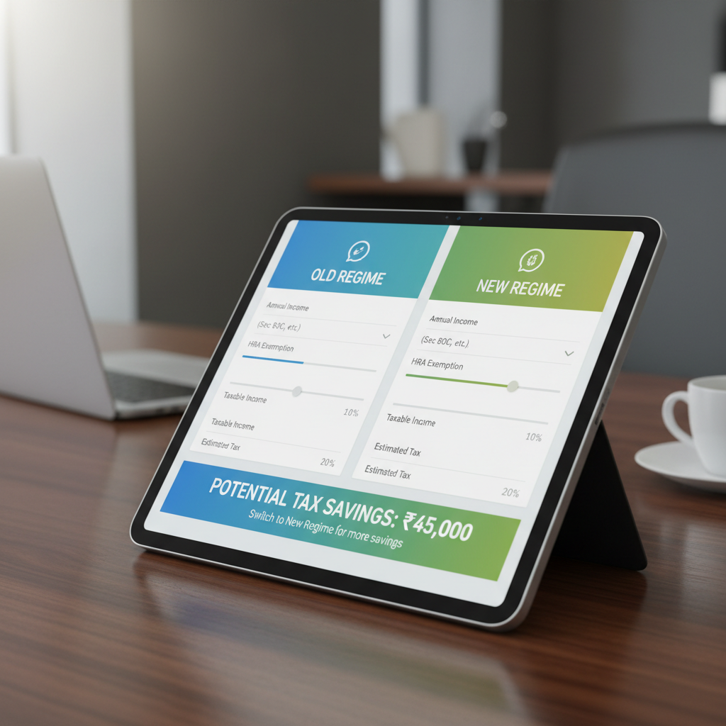Tax regime comparison calculator showing old vs new regime tax savings