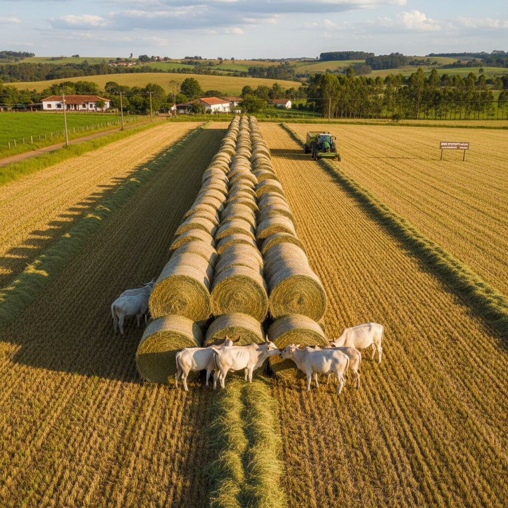 Feno selecionado para alimentação animal em Gravataí — Agropastoril Bitelo