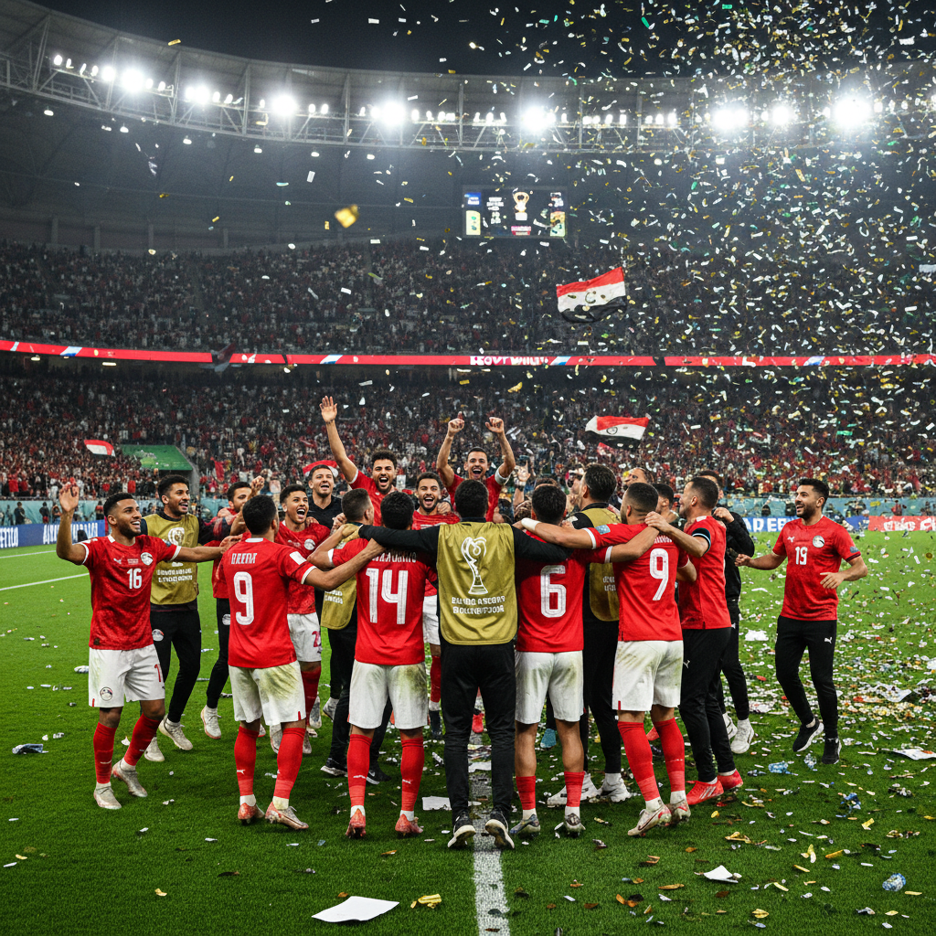 AFCON Cup of Nations final with African football players and jubilant fans