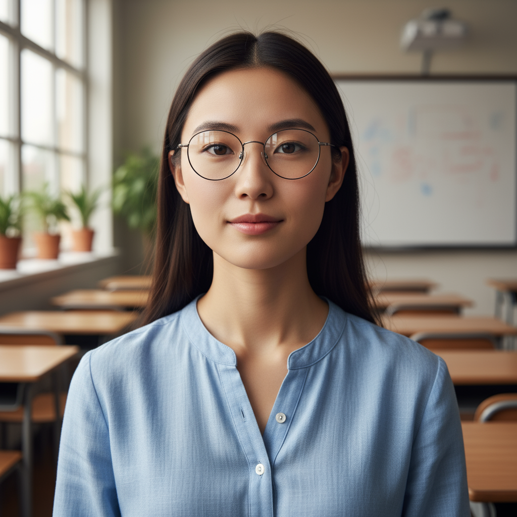 Professional educator headshot of a woman in a classroom setting