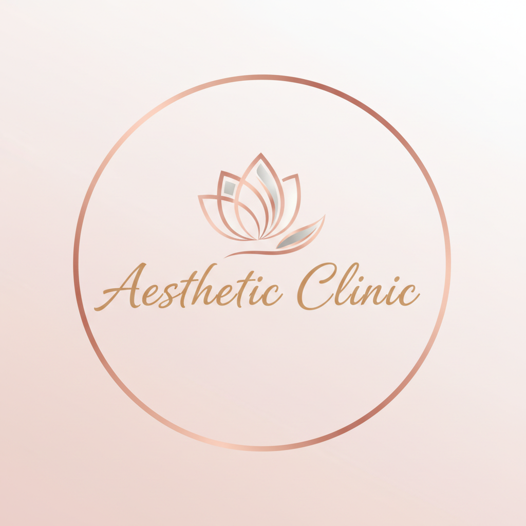 Logo clínica estética con fondo rosa suave