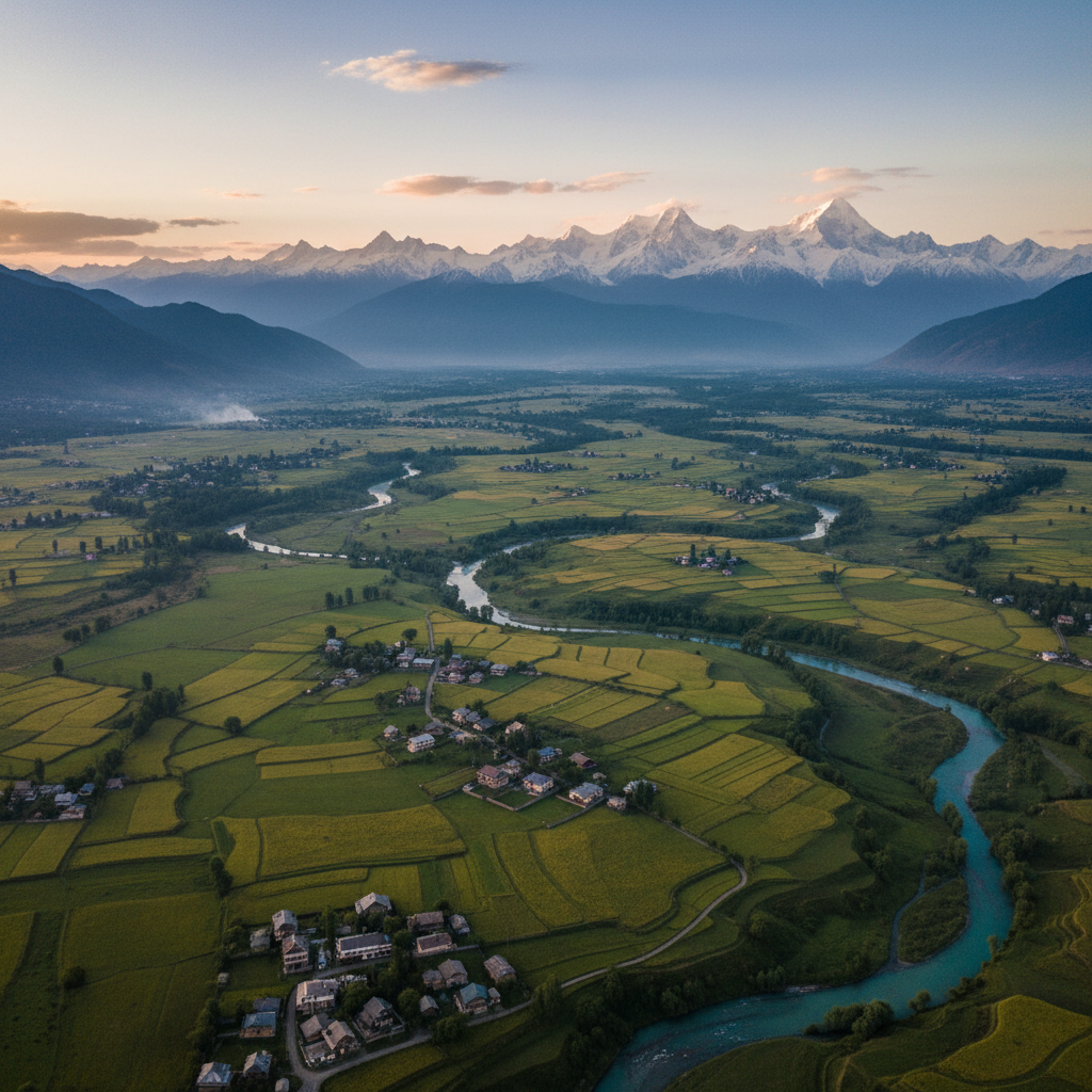 Kashmir valley panorama including Pahalgam and Srinagar