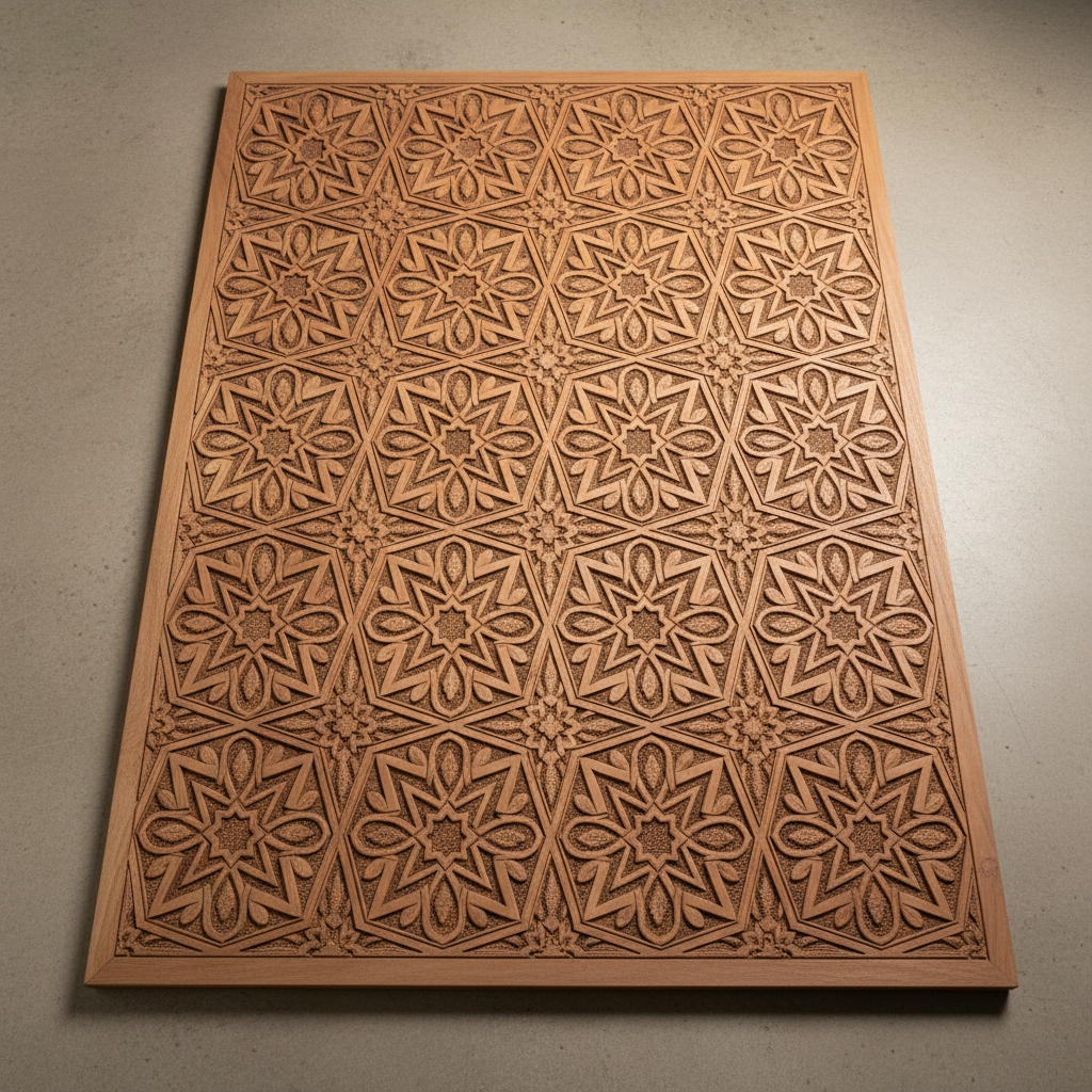 Panel dekoratif CNC router kayu jati