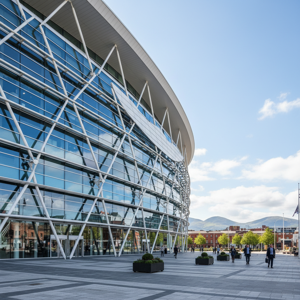 RDS Dublin convention centre exterior showcasing modern architecture