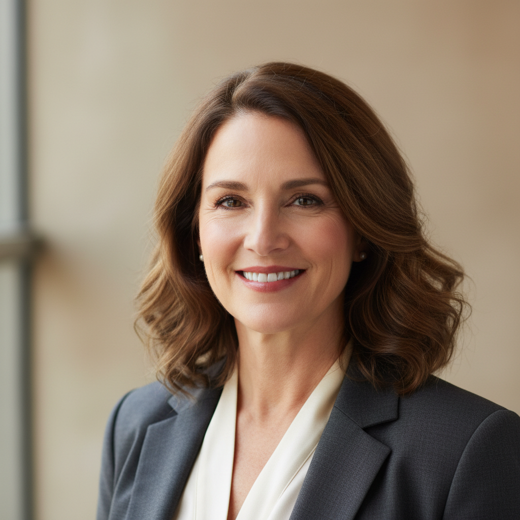 Patricia Novak professional headshot, confident businesswoman with warm smile