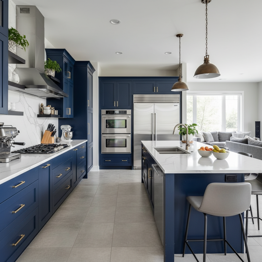 Modern open-plan kitchen with Dekton worktops and Siemens appliances