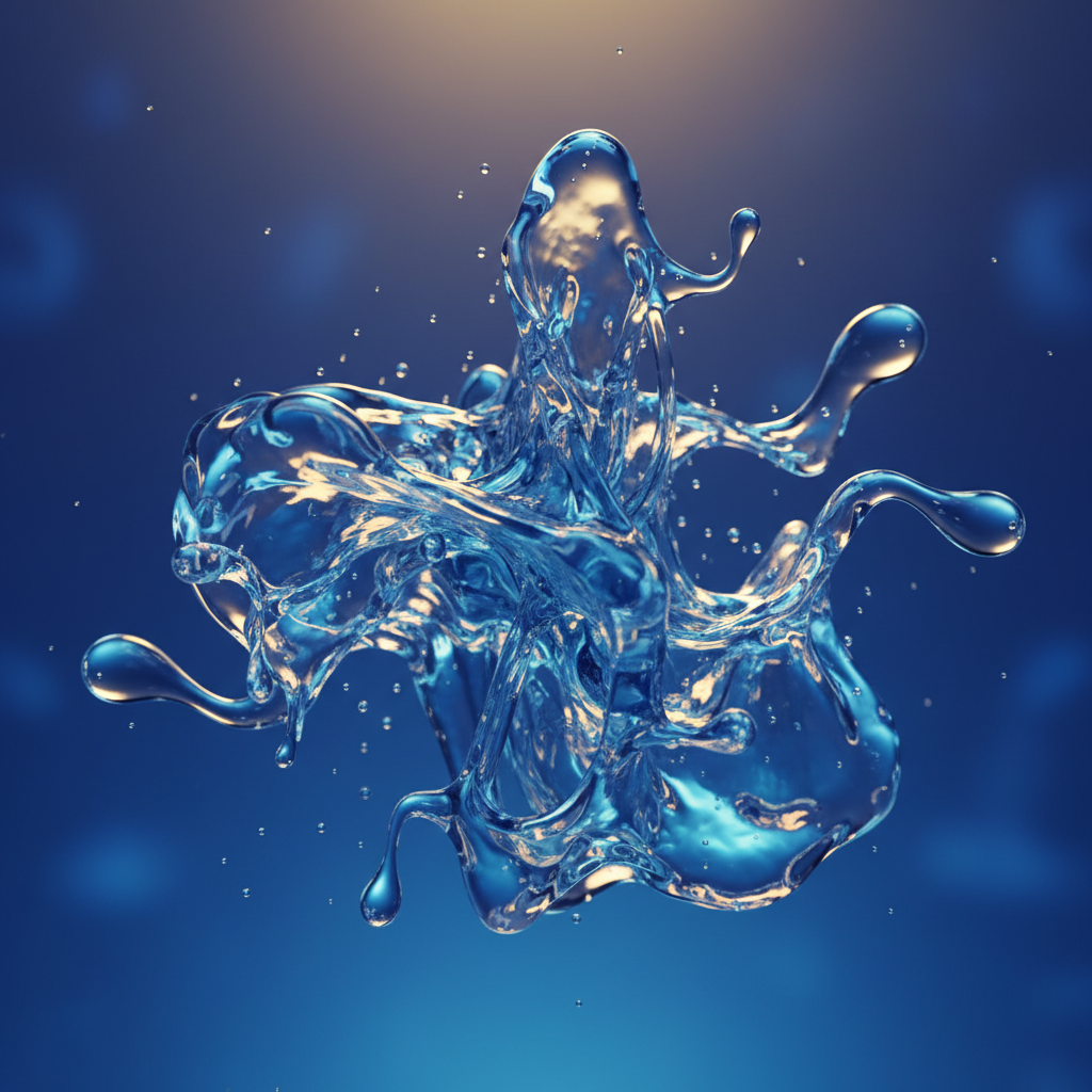 Liquid simulation frame — fluid surface tension captured at peak deformation