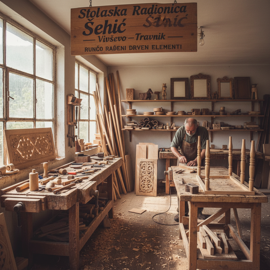 Skilled craftsman shaping a custom wooden piece in a well-lit workshop with tools on the wall