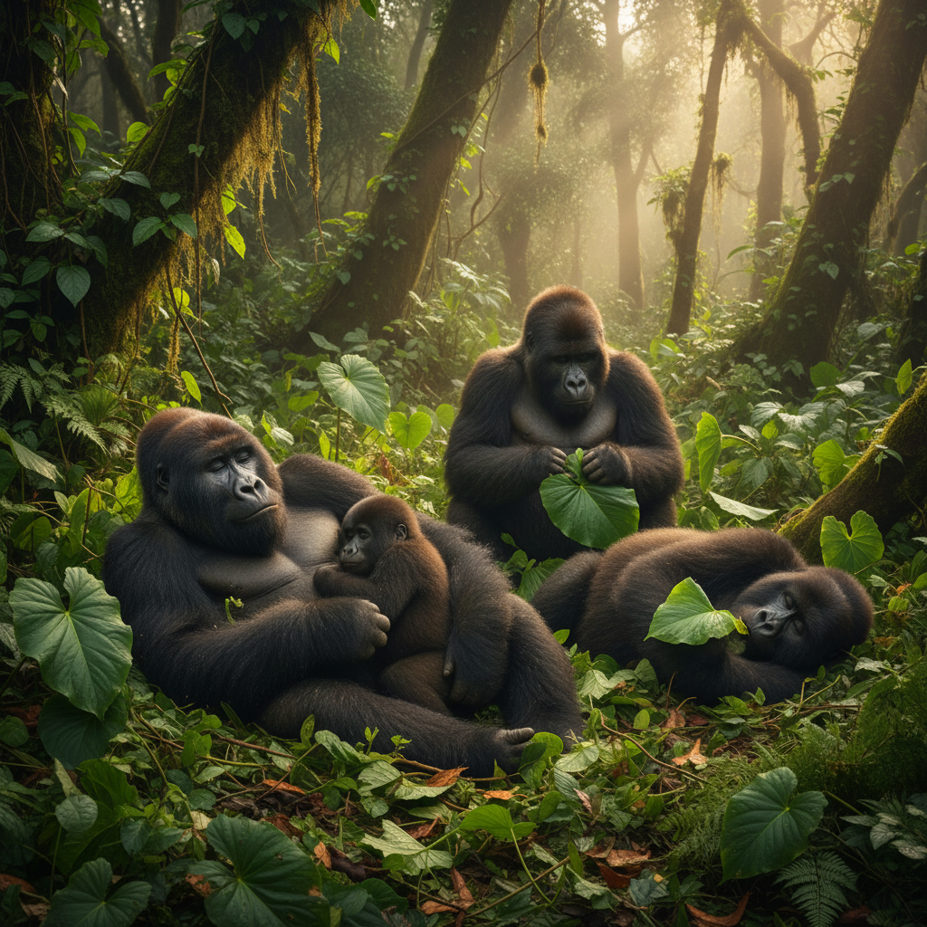 Chimpanzee in the canopy of Nyungwe Forest Rwanda