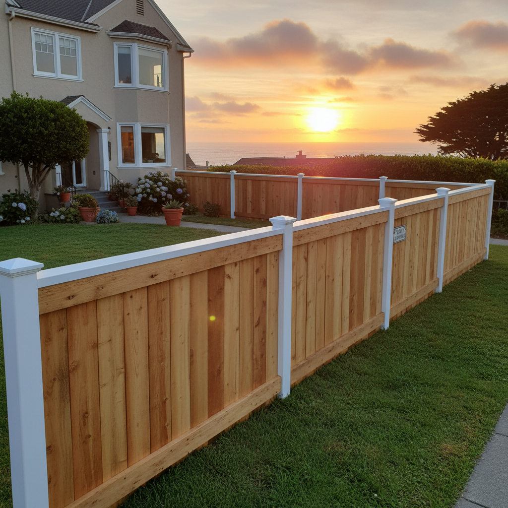 Sunset District front yard white picket fence replacement with new cedar and fresh paint