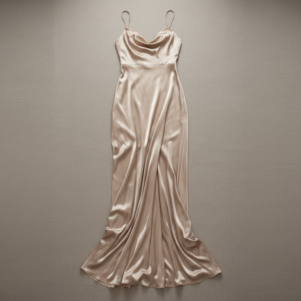 Silk anarkali gown in champagne — luxury occasion wear with flowing silhouette and delicate embellishment