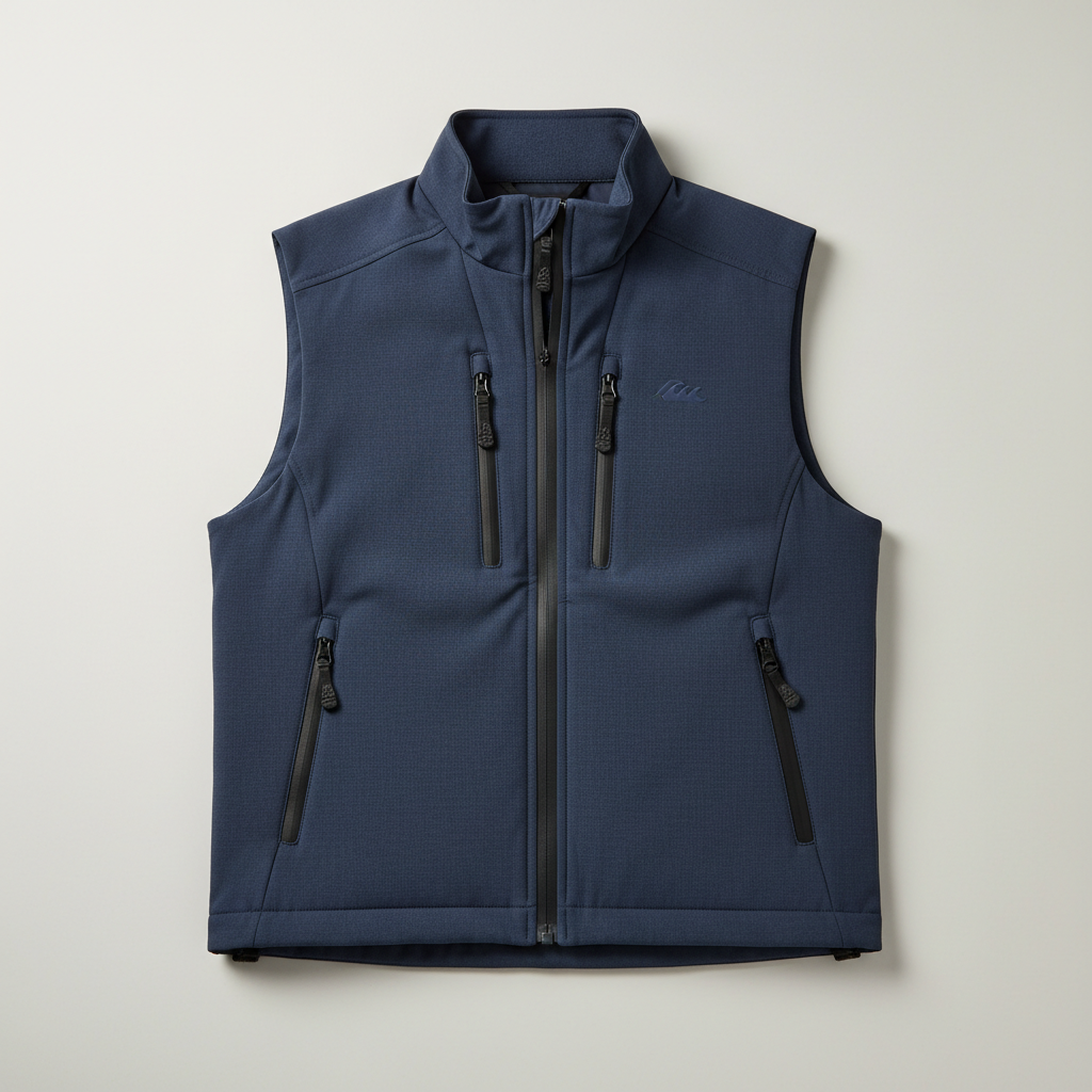 Lightweight insulated vest in navy on clean background