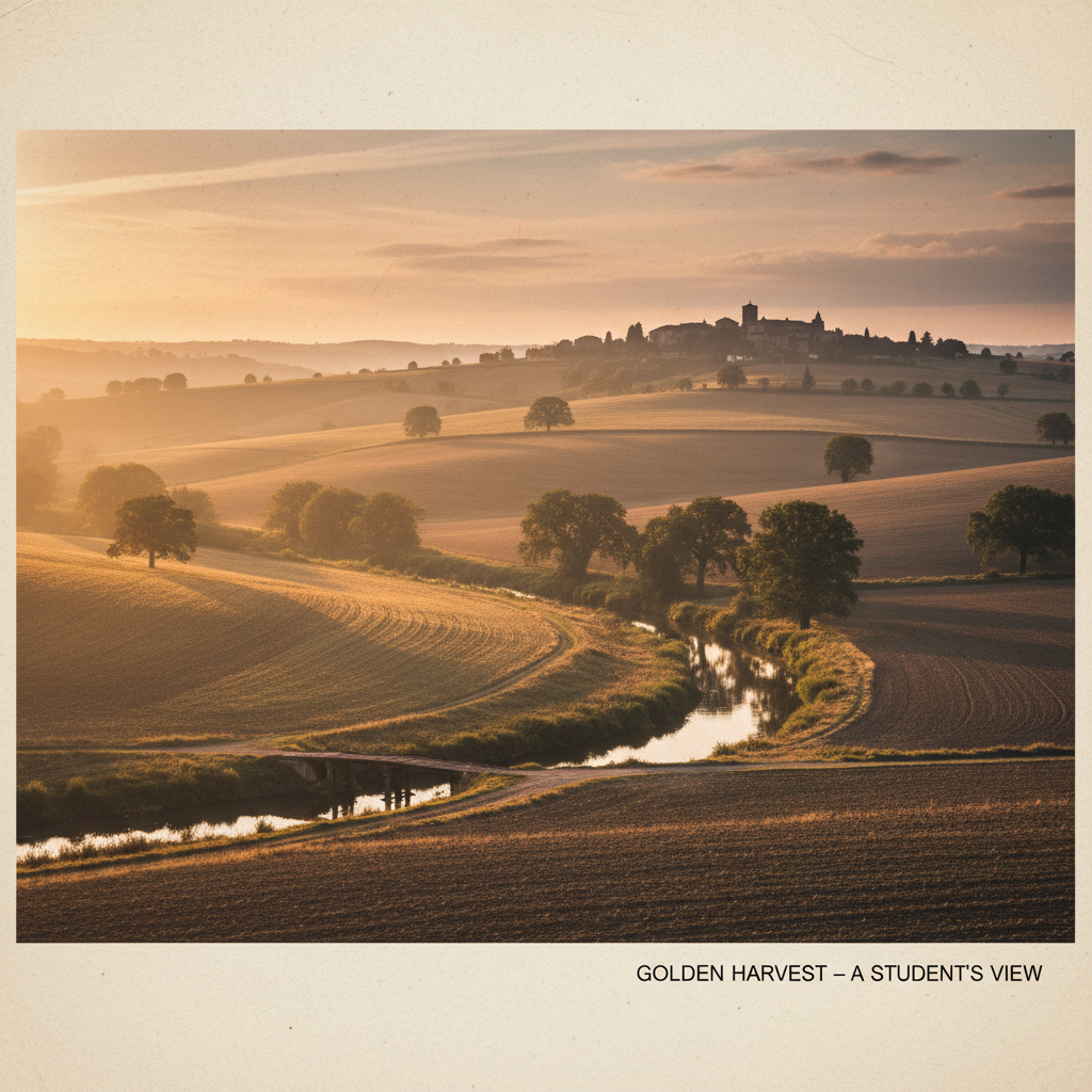 Student landscape work with dramatic golden hour light