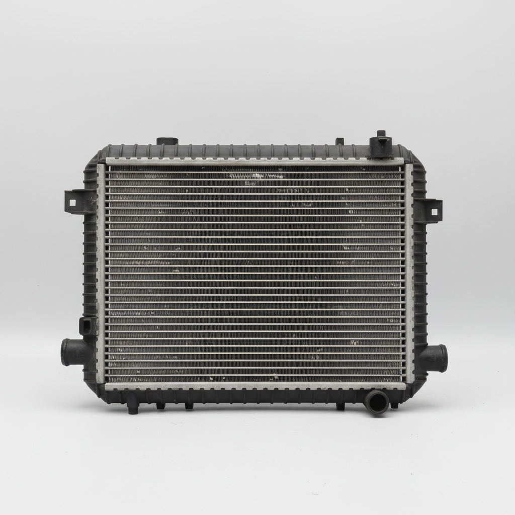 Pre-owned radiator for a compact car, fins straight and tanks intact, pressure-tested