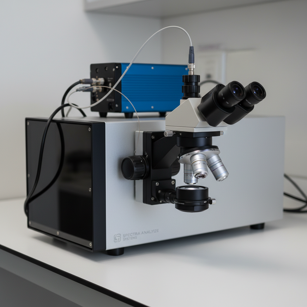 Confocal Raman microspectroscopy device used for advanced skin and material analysis in laboratory setting