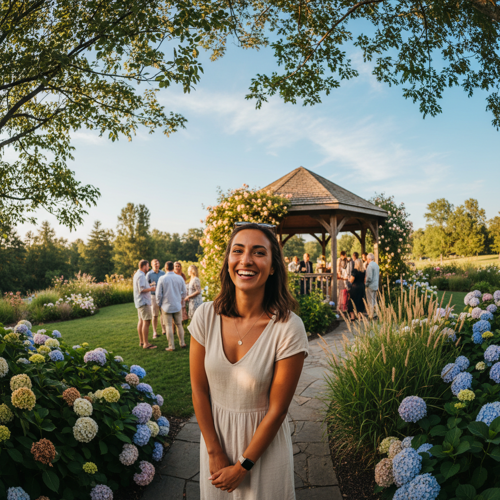 Guest smiling outdoors