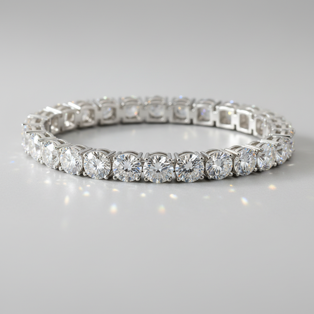 Custom diamond tennis bracelet in yellow gold with brilliant cut stones — DETARA bespoke