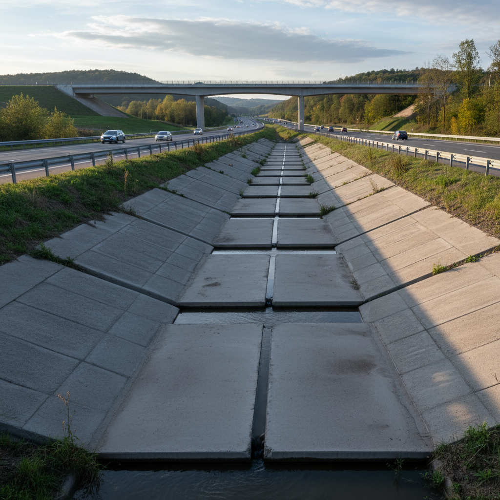 Concrete drainage system with culverts and channels