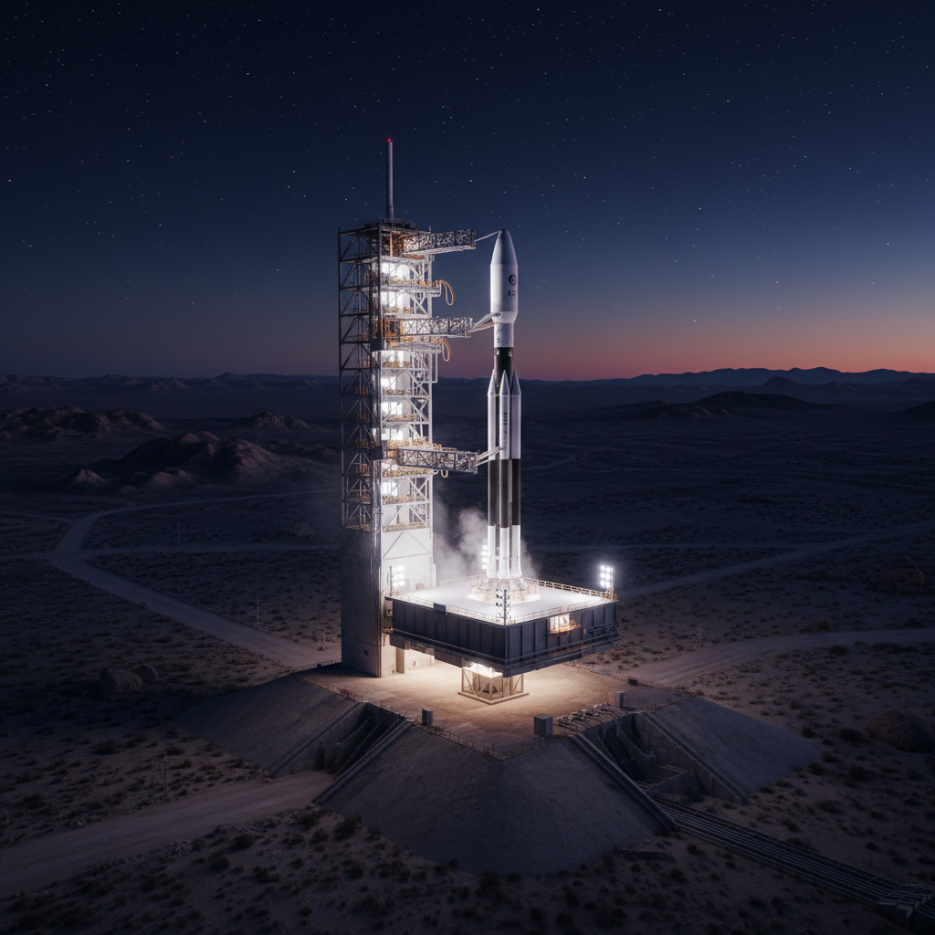 Rocket launching against dark sky