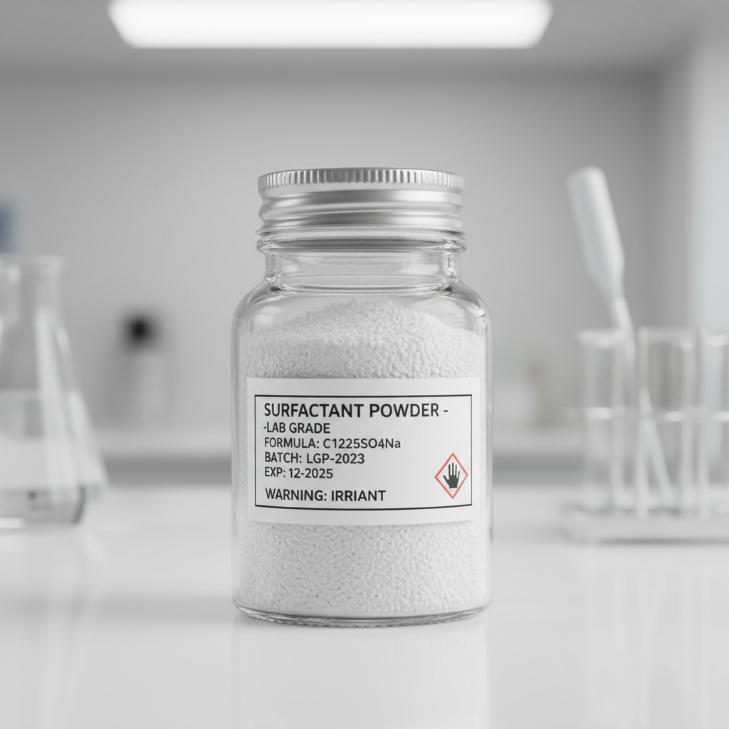 White powder UV stabilizer additive in chemical laboratory setting