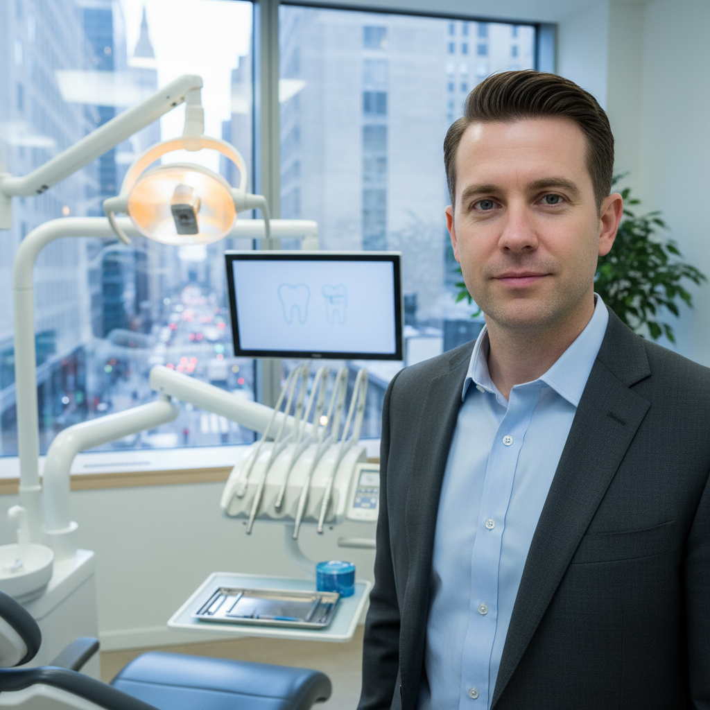 Marcus Webb, confident man with short hair, dental implant patient NYC