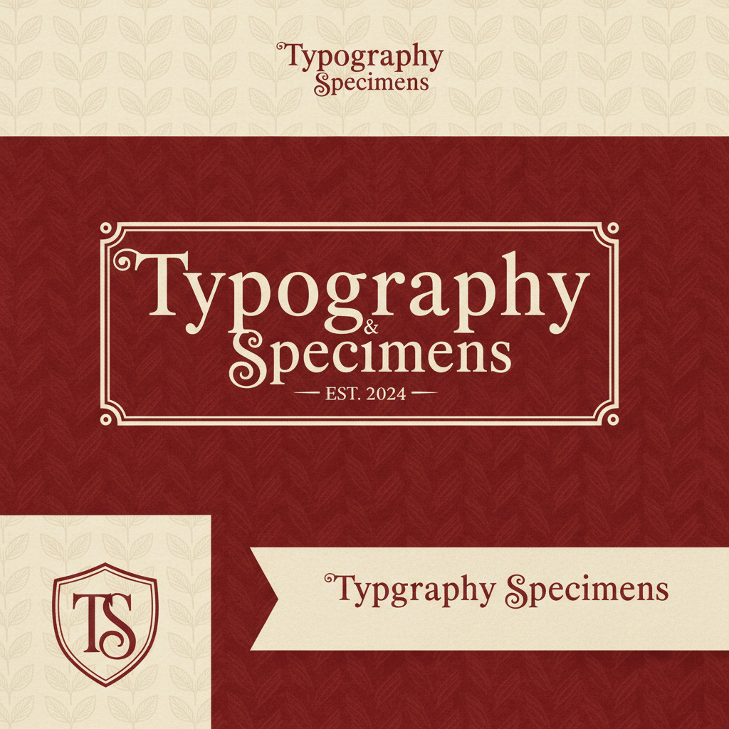Elegant typography poster with serif and sans-serif font specimens on cream paper background