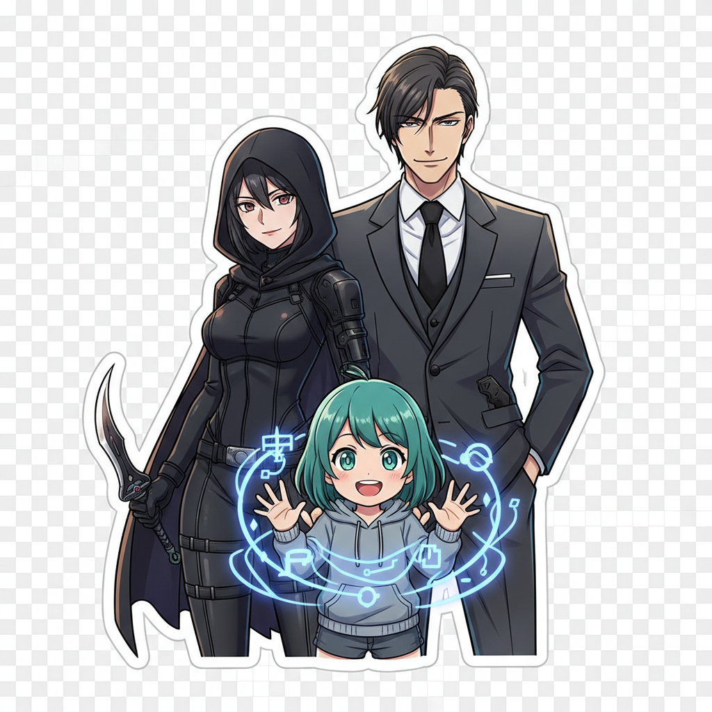 Spy x Family family portrait with secret agent parents and psychic child
