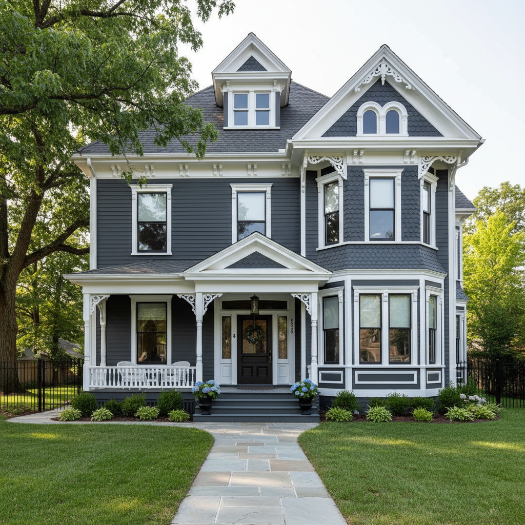 Freshly sided and roofed exterior of a classic Michigan residential home with new windows and a rebuilt front porch