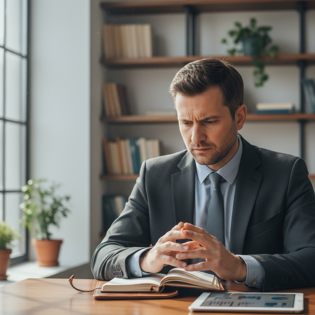 Man with analytical expression, professional photo