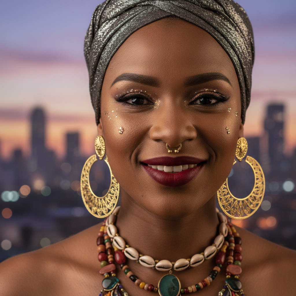 Naledi Osei, Afrobeats artist from Lagos, portrait in studio