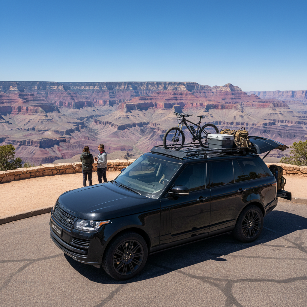 Grand Canyon tour package — luxury SUV at the Grand Canyon South Rim for a private excursion