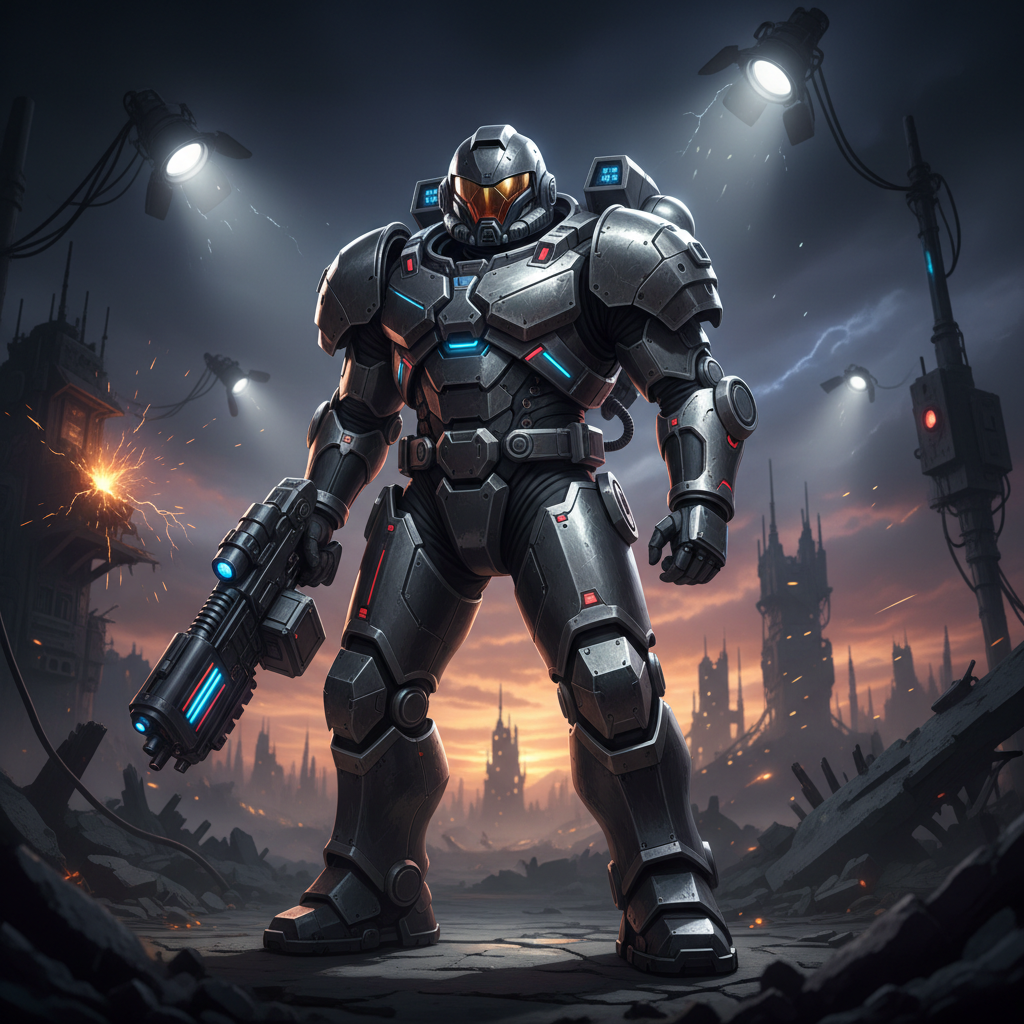 Karakter space marine dengan futuristic armor untuk proyek Sci-Fi Shooter yang telah selesai