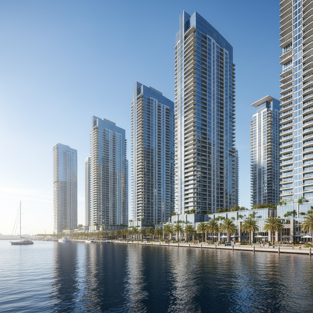 Luxury yachts moored at Dubai Marina with skyscrapers in background