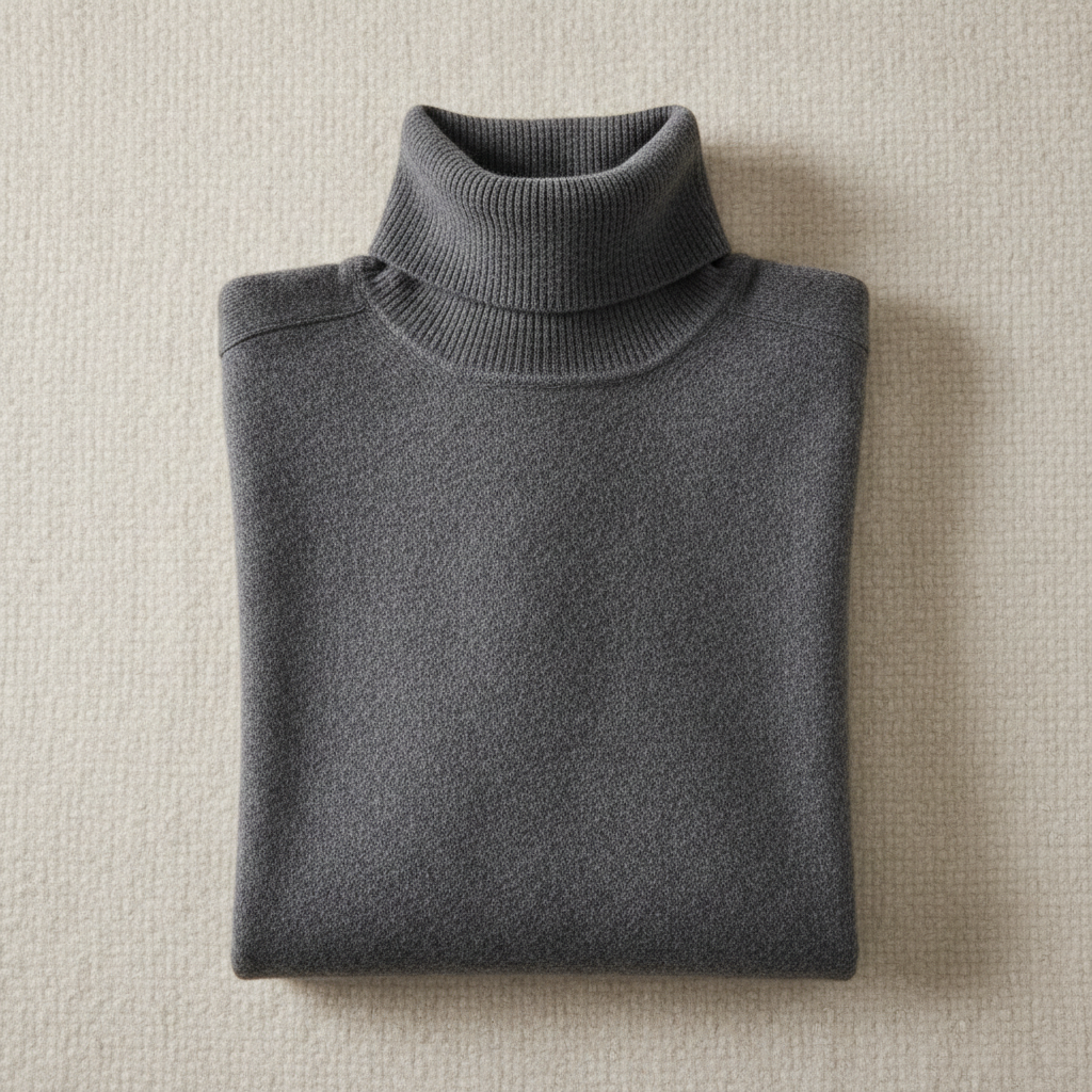 Soft cashmere sweater folded on light surface, airy bright background, natural textures
