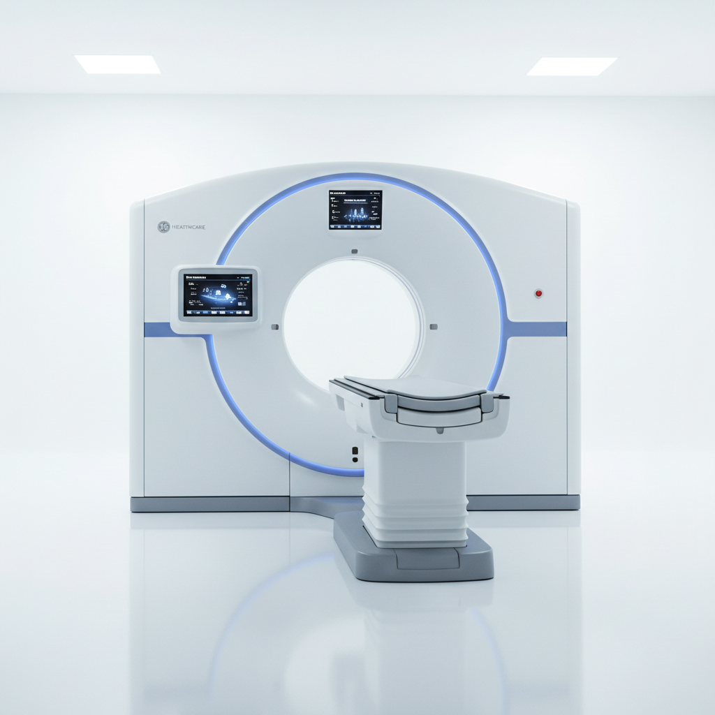 Imazhe skaneri kockor me rreze X mbi kutinë e ndriçimit mjekësor të errët, mjedis radiologjie klinike, tone të ftohta blu-të bardha mbi sfond të zi