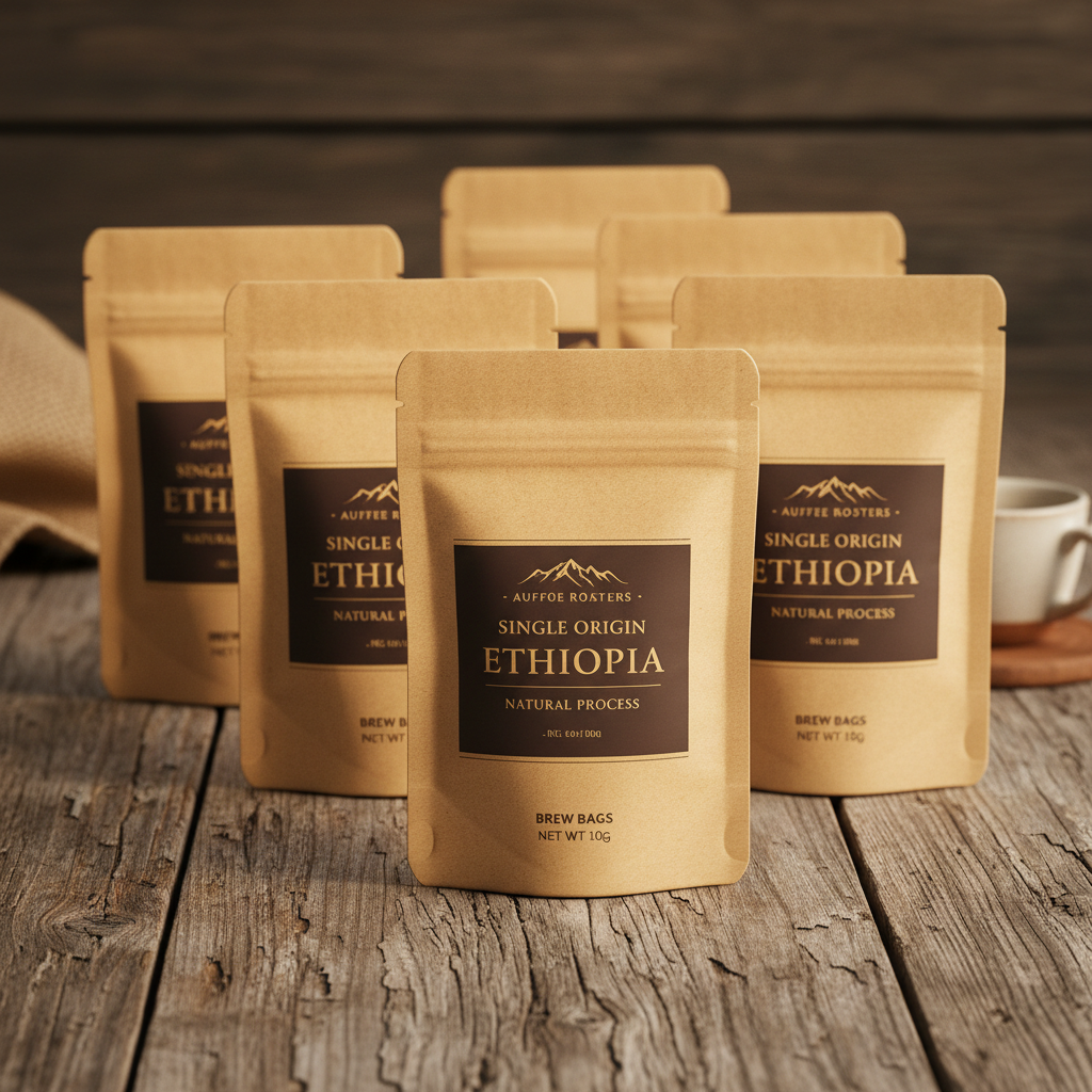 Sachet de café arabica torréfié artisanal avec grains de café