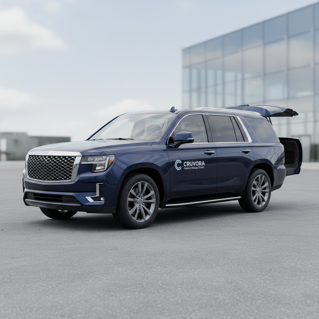 Dark blue SUV representing Cruvora LLC SUV rental category for family and group travel with extra space