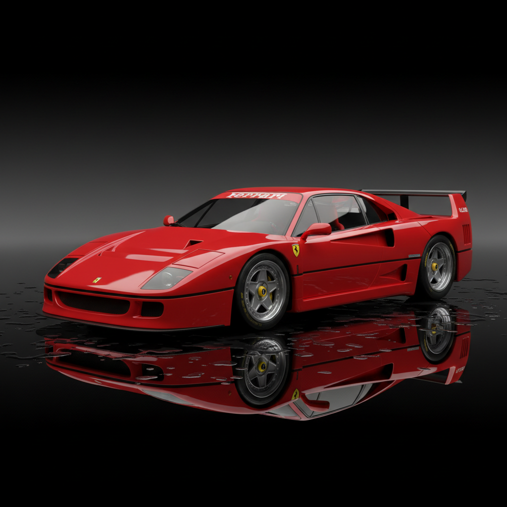 Ferrari F40 race car — the last car personally approved by Enzo Ferrari, developed through intensive Pininfarina wind tunnel clay modeling in 1987