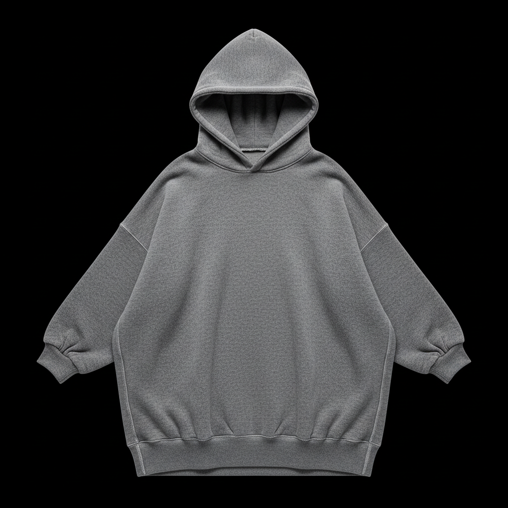 Oversized streetwear hoodie in dark colorway, relaxed fit product display
