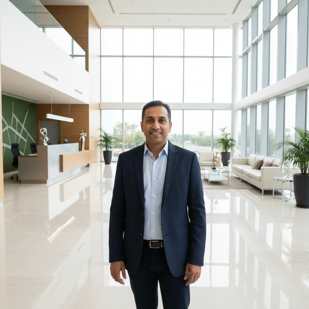 Professional man smiling in business casual attire