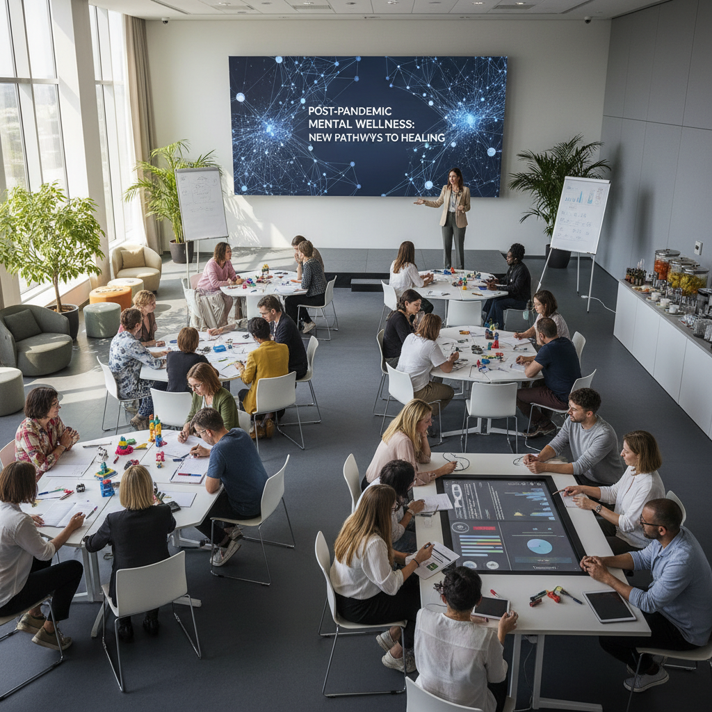 Diverse group of parents sitting in semicircle attending workshop in bright modern classroom