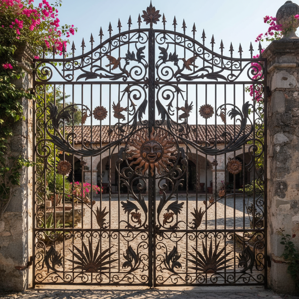 Reja de hierro forjado con detalle artesanal en herrería mexicana