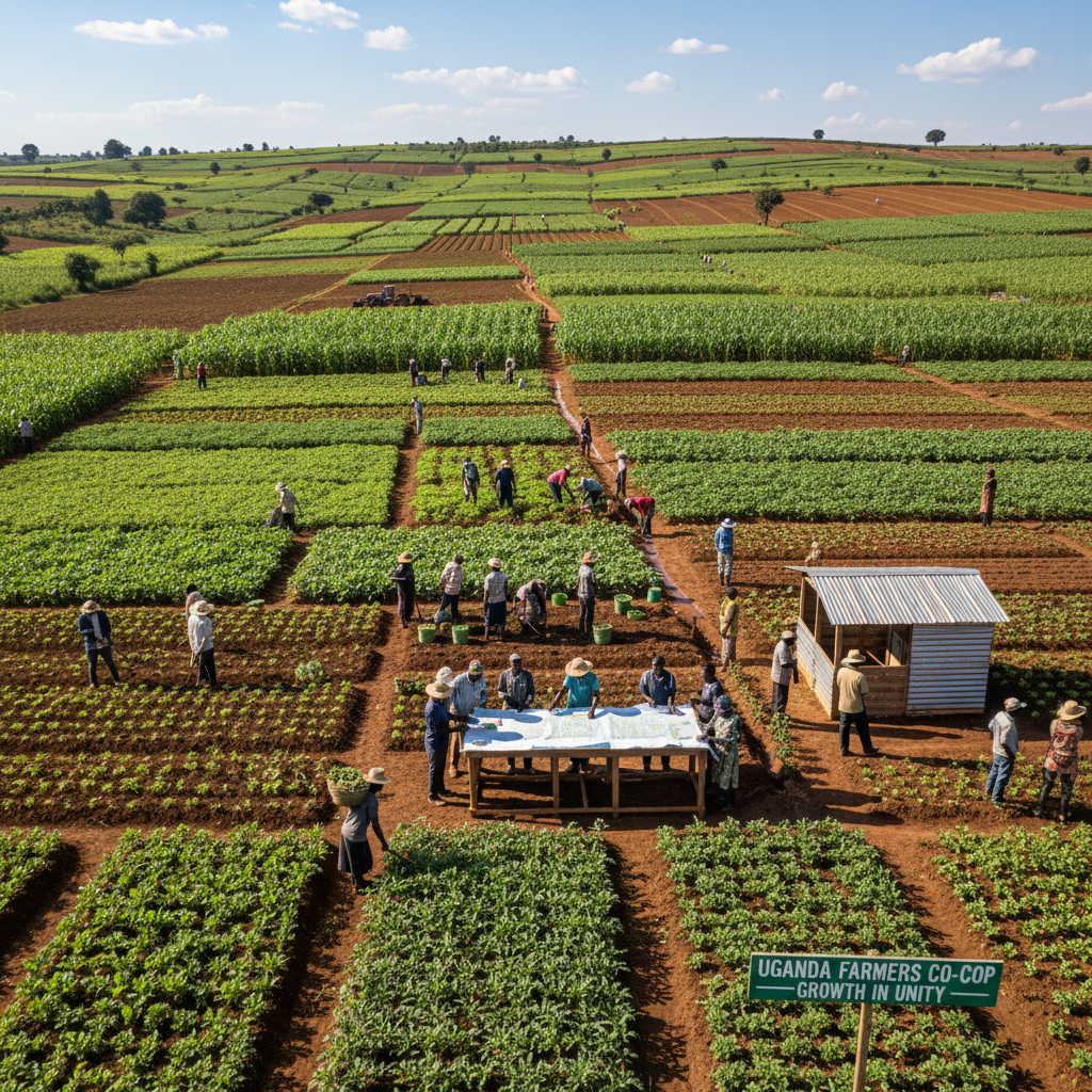 Farmers working together in organized group setting