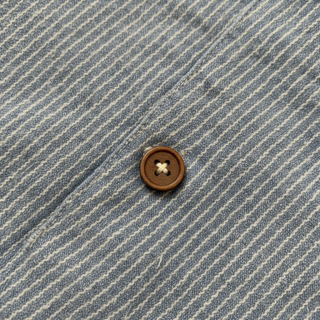Organic chambray shirt fabric detail close-up