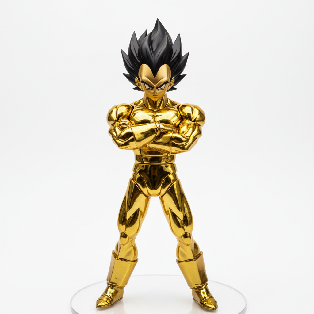 Vegeta action figure in purple Ultra Ego transformation with intense expression in dark dramatic display