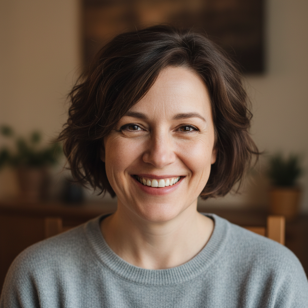 Jennifer Kowalski, smiling parent with short brown hair