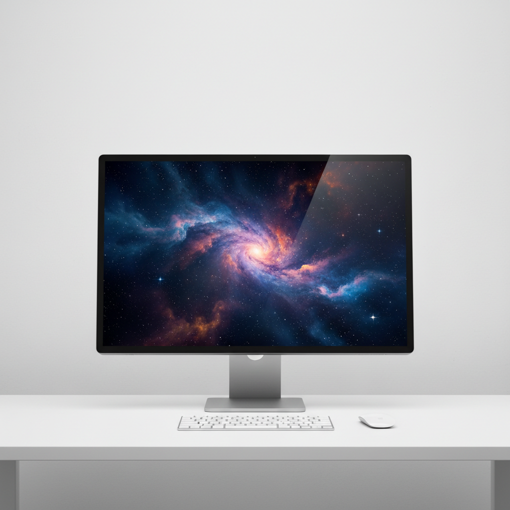 Apple Studio Display 27 inch on minimalist desk