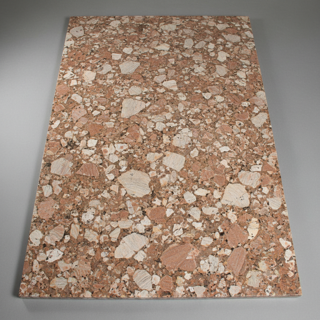 Baltic Brown granite slab with warm brown base and large feldspar crystal pattern